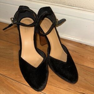 Velvet ankle strap heels